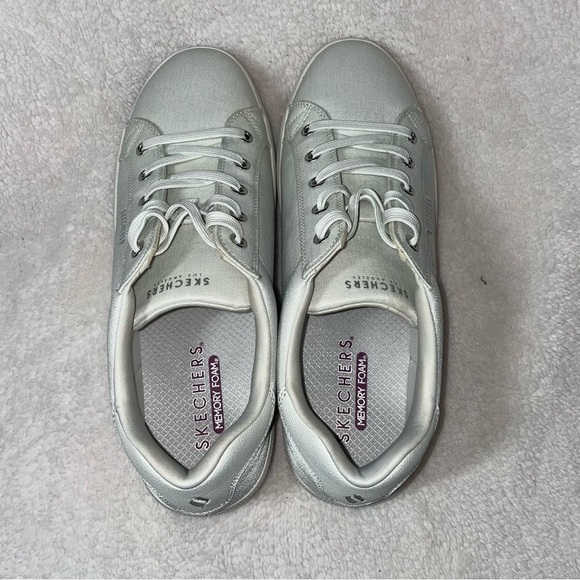 Skechers Plateau Vegan Chambray Lace Up Platform White Size 11 - Picture 11 of 14